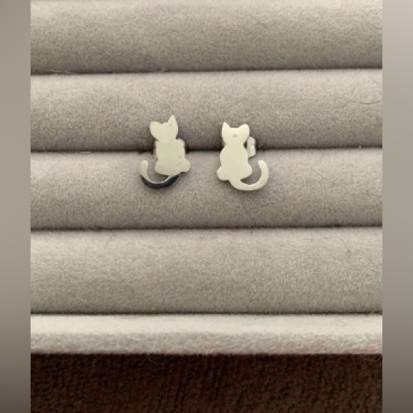 🐈 Stainless Steel Cat Stud Earrings NWT - Picture 6 of 13